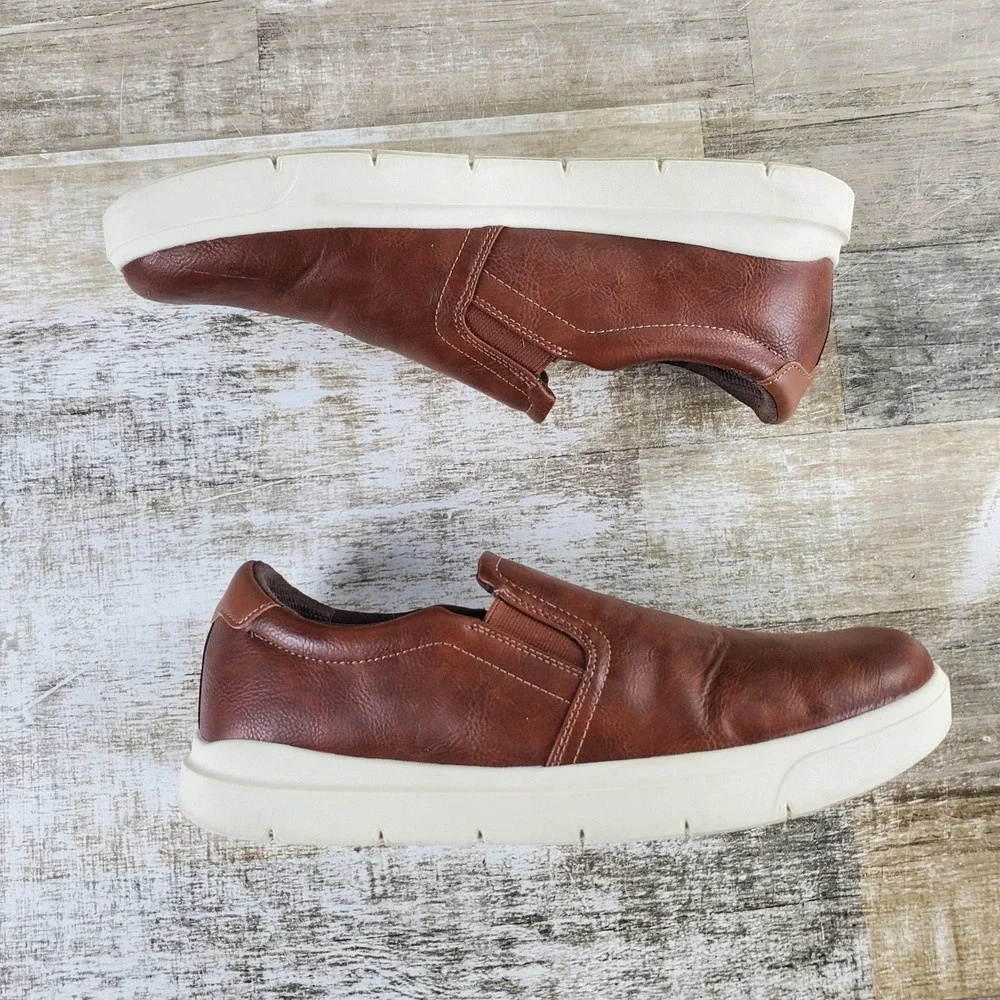Dr. Scholls Madison CFX Mens Shoe Sz 11 W Brown Pebbled Leather‎ Slip on Sneaker
